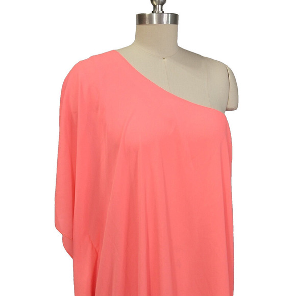 Show Me Your Mumu One Shoulder Trish Mini Dress Size S Neon Pink Chiffon Grecian - Picture 2 of 7